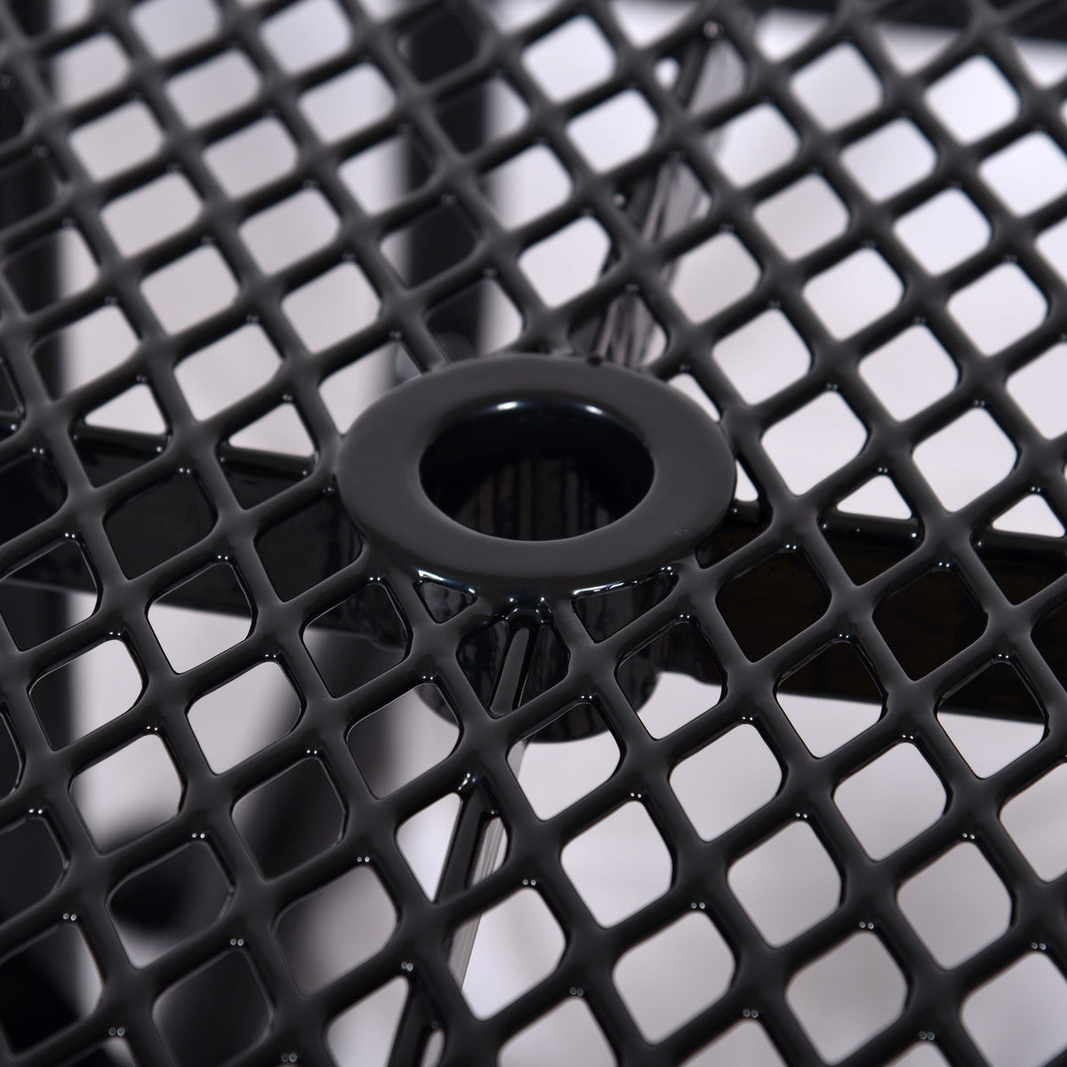 Square Outdoor Steel Picnic Table, With Umbrella Pole