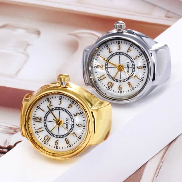Dial Quartz Watch Creative Steel Cool Elastic Quartz Finger Ring Watch