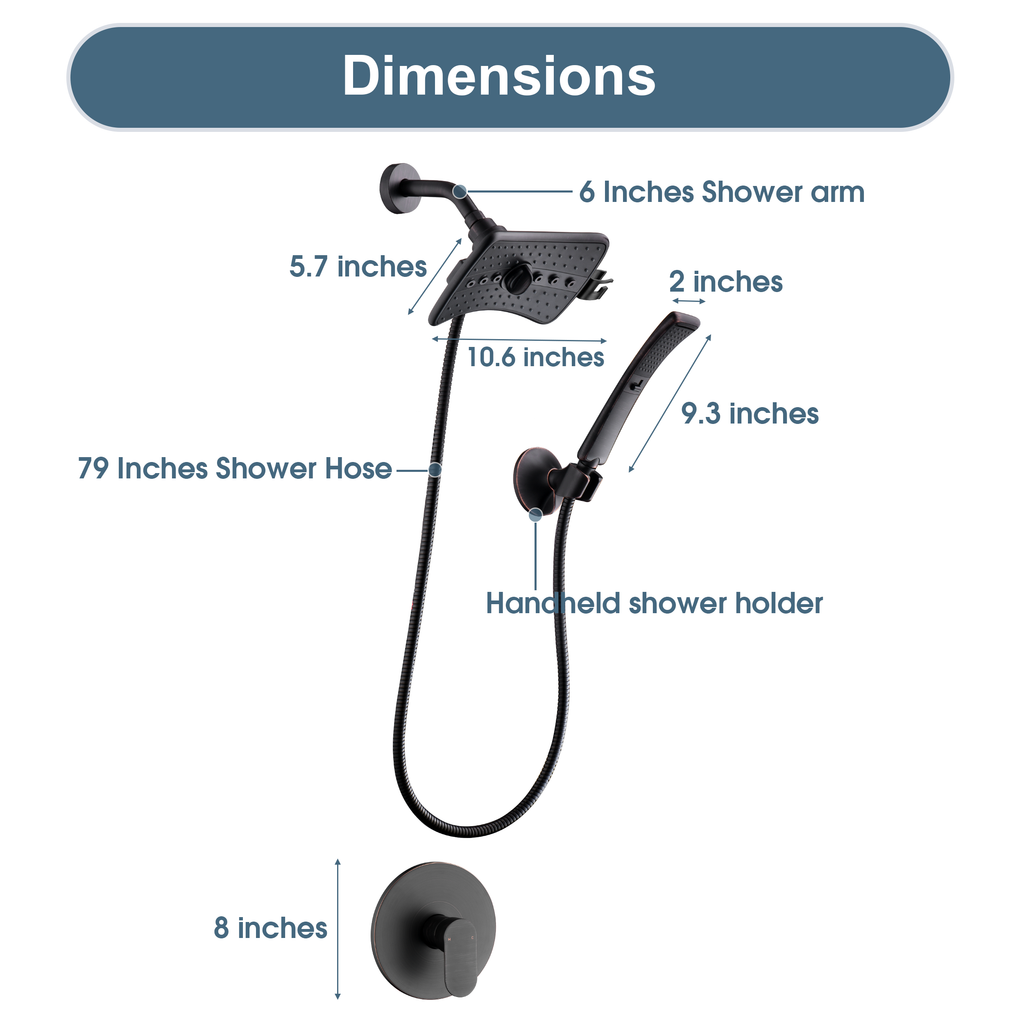 Shower Faucet Set, Rainfall and Hand Shower Head Trim with Hose, Single-Handle Shower Fixture