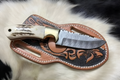 Damascus Cowboy Knife – Stag Handle Fixed Blade