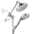 Dual Shower Head with Adjustable Extension Arm, 3-Way Diverter and Hose