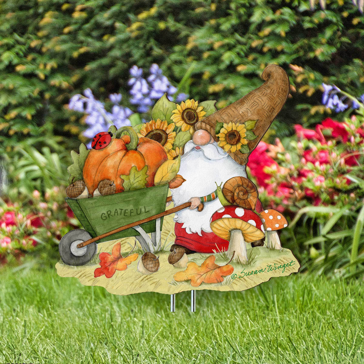 Fall Gnome Outdoor Garden Decor Set of 3 by Susan Winget - Thanksgiving Decor - 8471250M-S3-SW