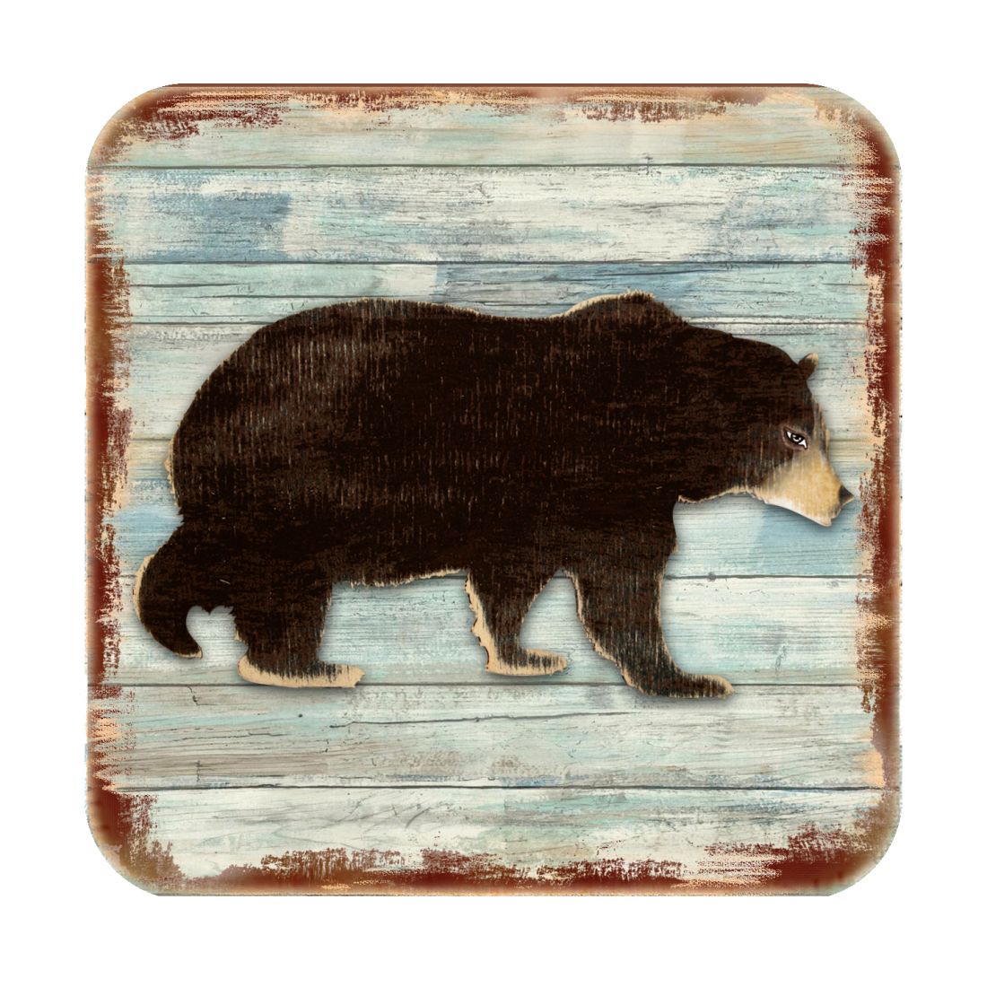 Bear Wooden Cork Coasters Gift Set of 4 by Nature Wonders - Nature Wildlife Decor  - 8198215-9C-S4