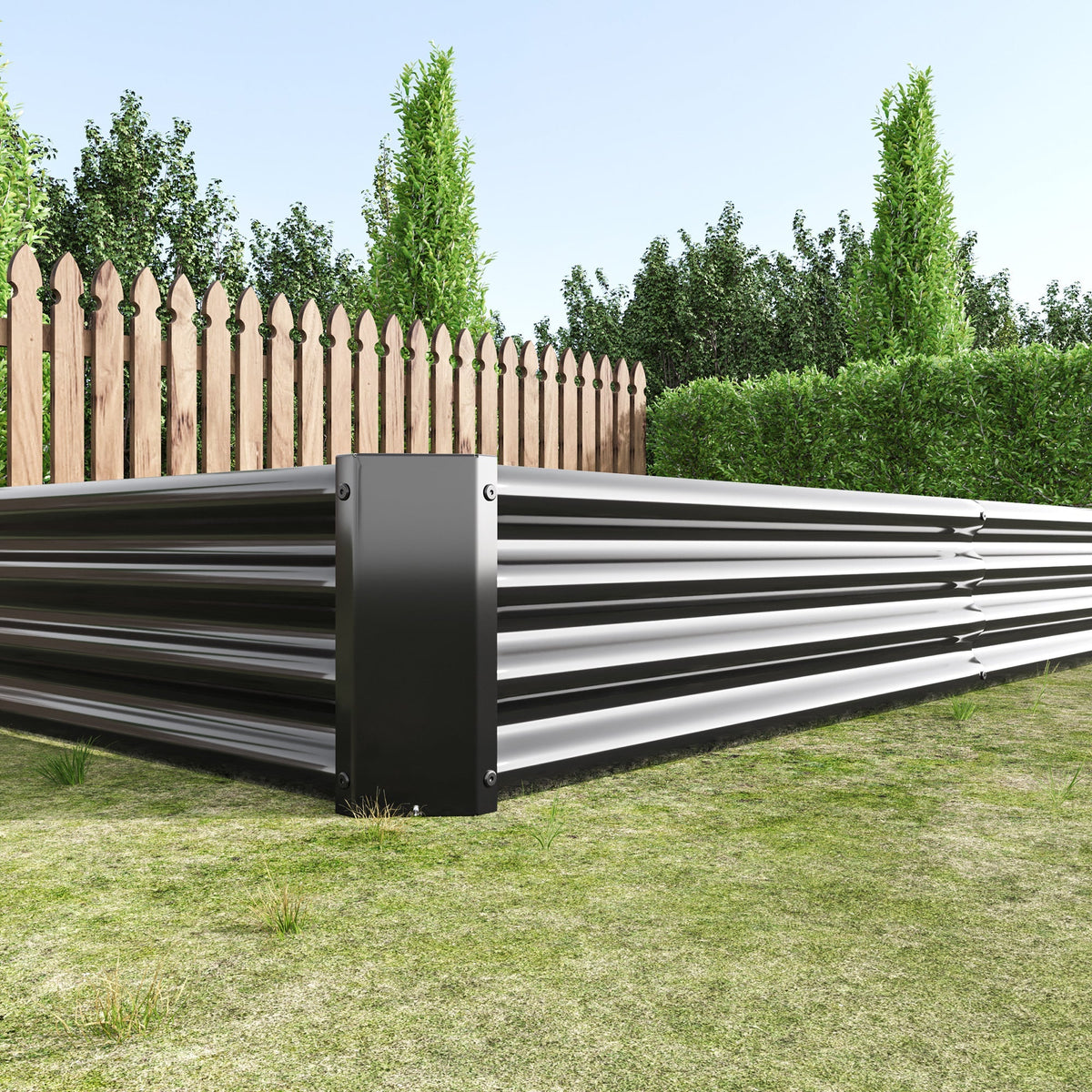 Raised Garden Bed Kit - Metal 7.6x3.7x0.98 ft Black