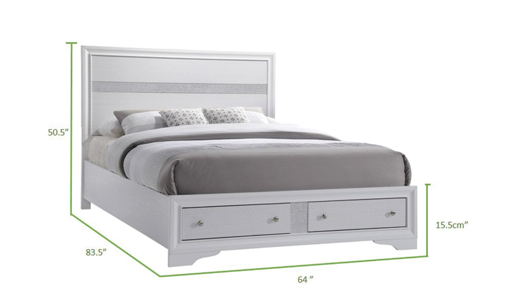 Traditional Style Queen 4 Pc Storage Bedroom Set Made with Wood in White