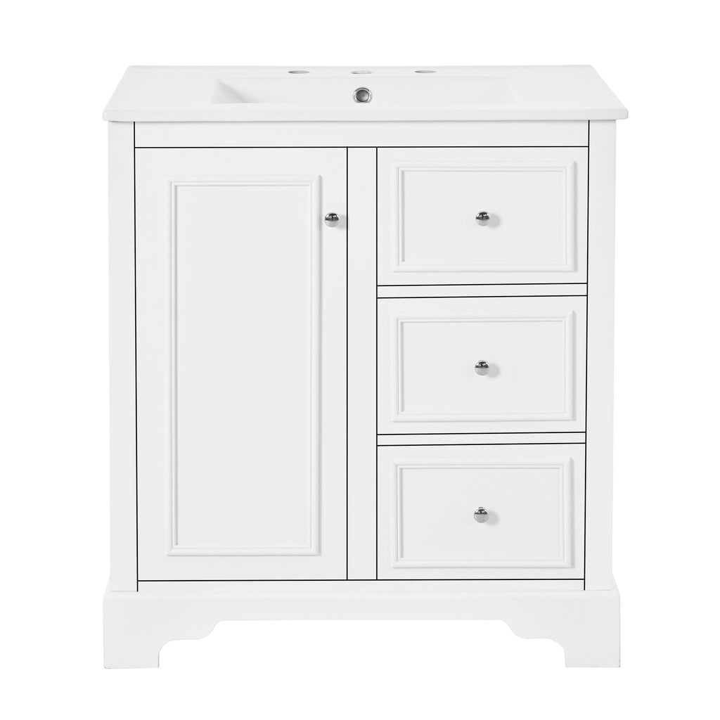 Bathroom Vanity With Sink, Modern Elegant Bathroom Storage Cabinet With 3 Drawers And Adjustable Shelves, Freestanding Vanity Set With Mirror Cabinet, Single Sink Bathroom Vanity