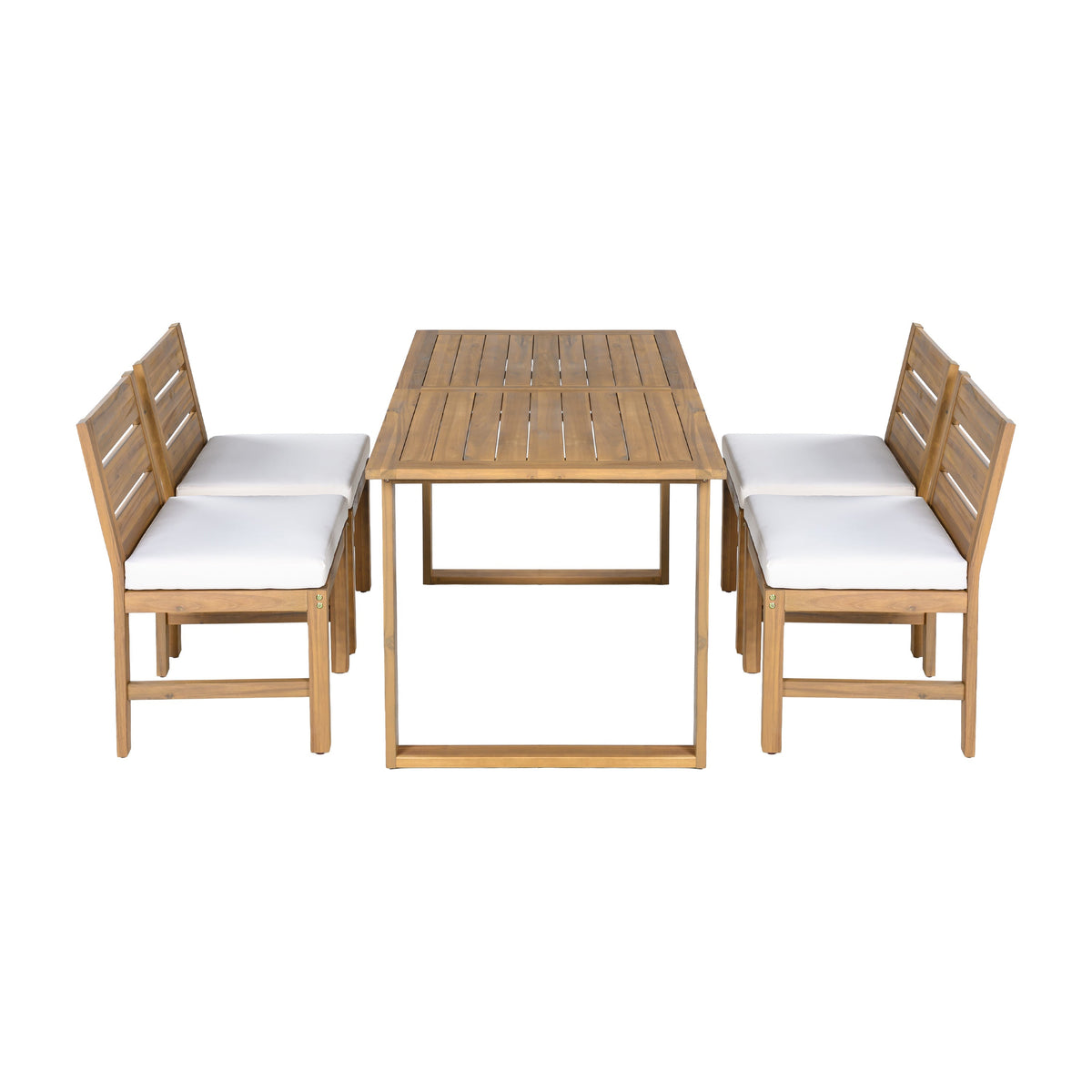U_STYLE Farmhouse 5-Piece Outdoor Patio Dining Set with Adjustable Legs