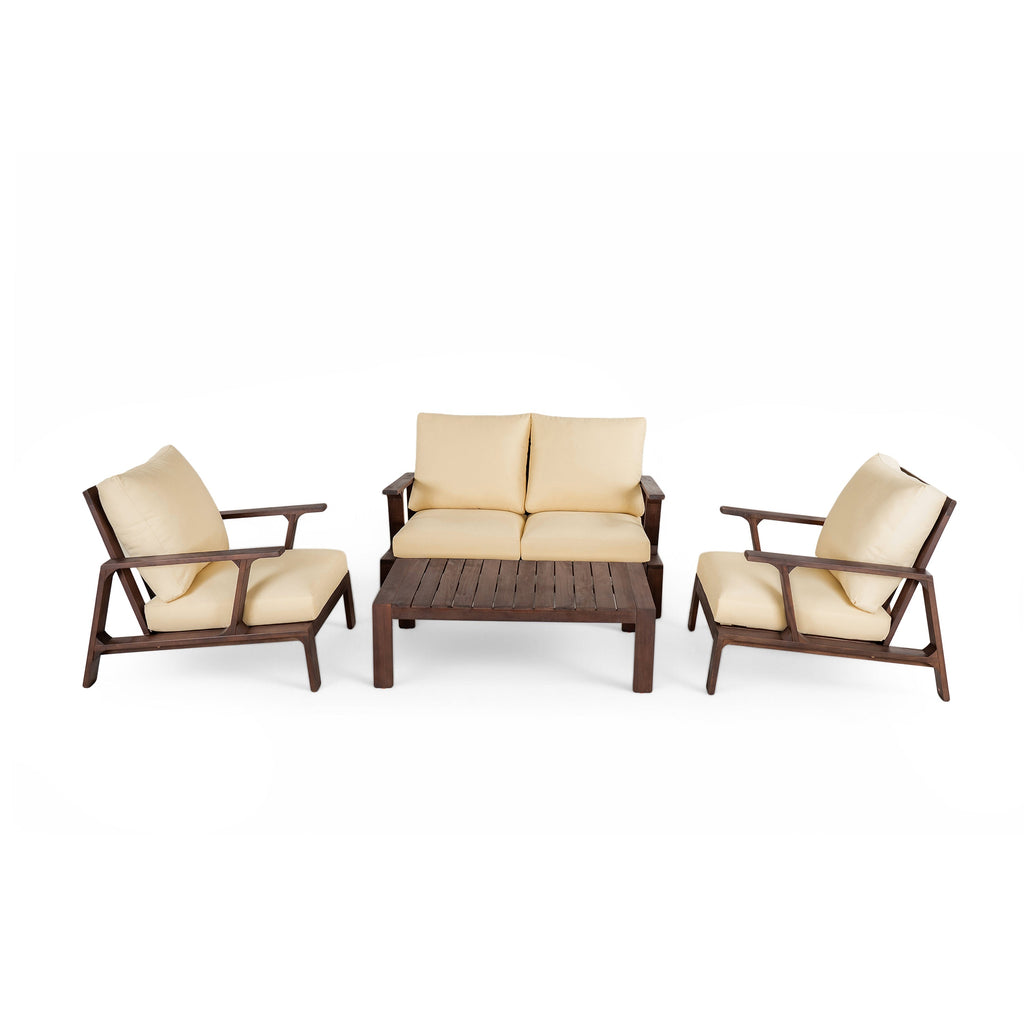 4 Pieces Outdoor Sofa Set with Cushions and Coffee Table