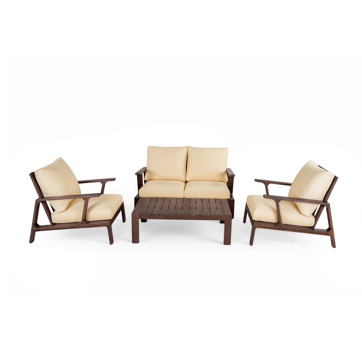 4 Pieces Outdoor Sofa Set with Cushions and Coffee Table