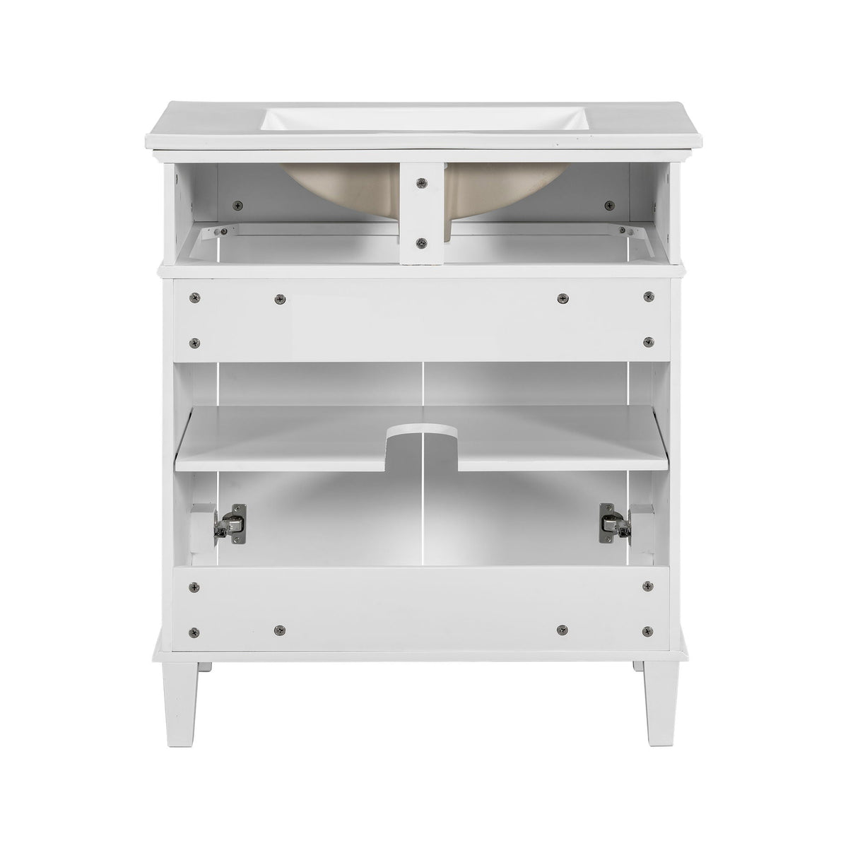 Bathroom Vanity With Ceramic Basin, Soft Close Door And Adjustable Shelves
