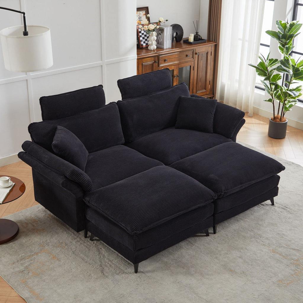 Modern Deep Seat Sectional Sofa With Ottoman