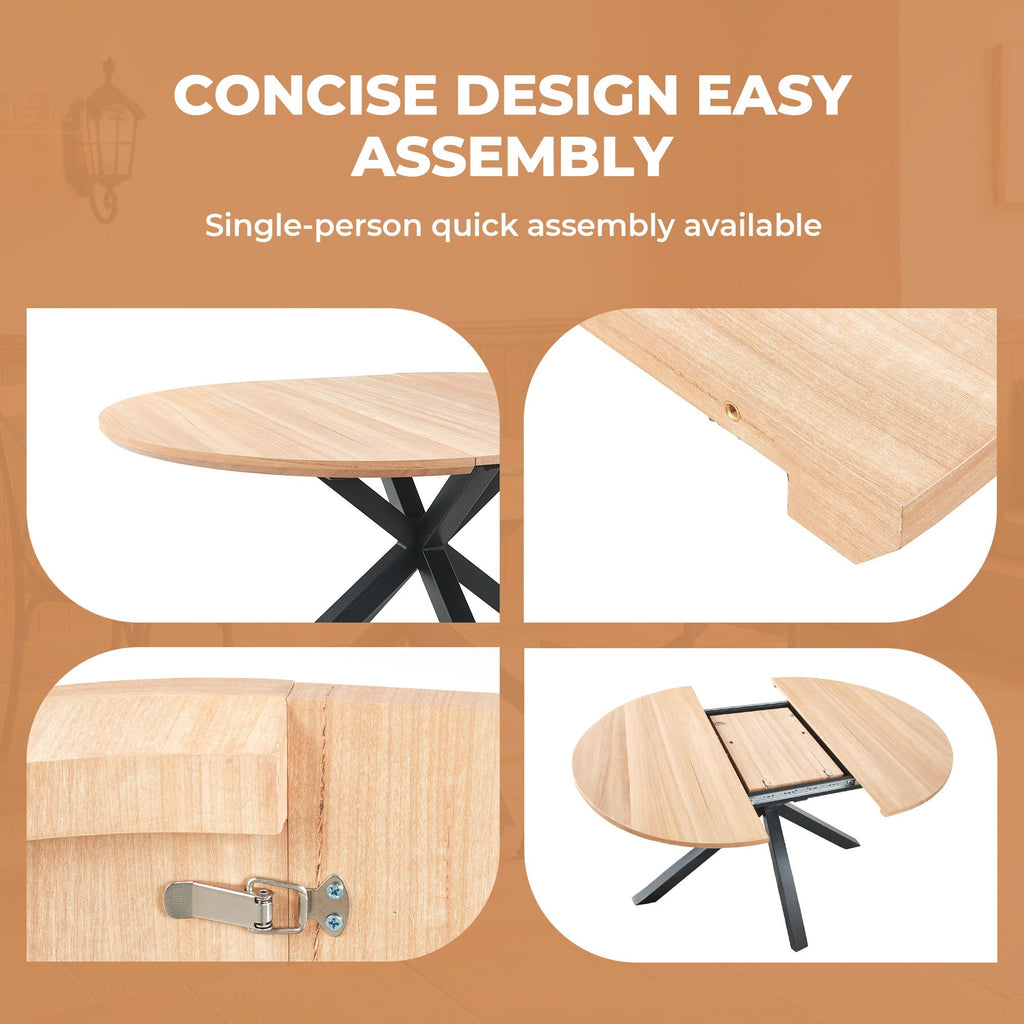 Extendable Round Dining Table - Oak
