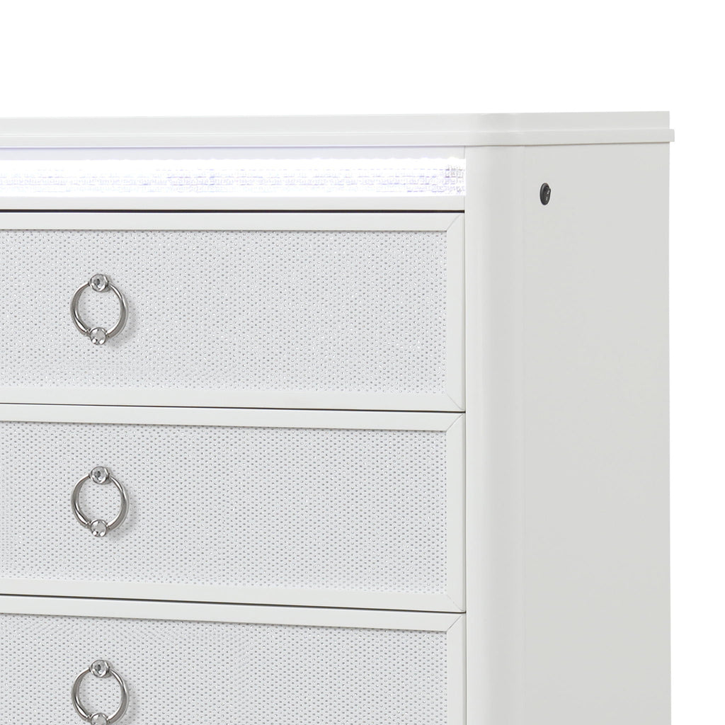 Abigale - 5 Drawer Chest With LED Lighting - White