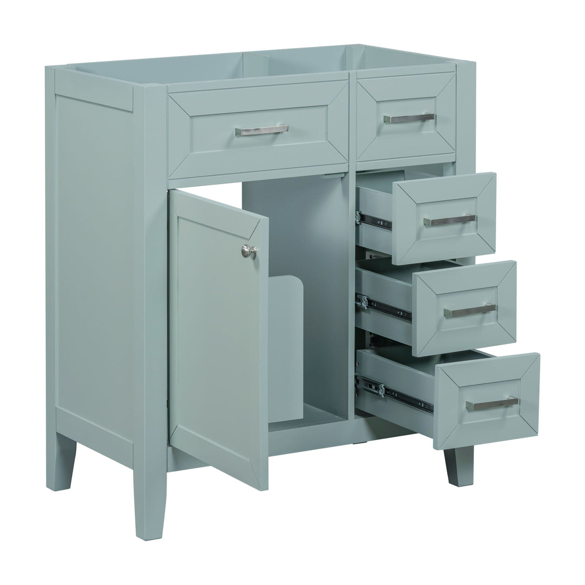 30" Bathroom Vanity Without Sink, Cabinet Base Only, Bathroom Cabinet With Drawers - Green