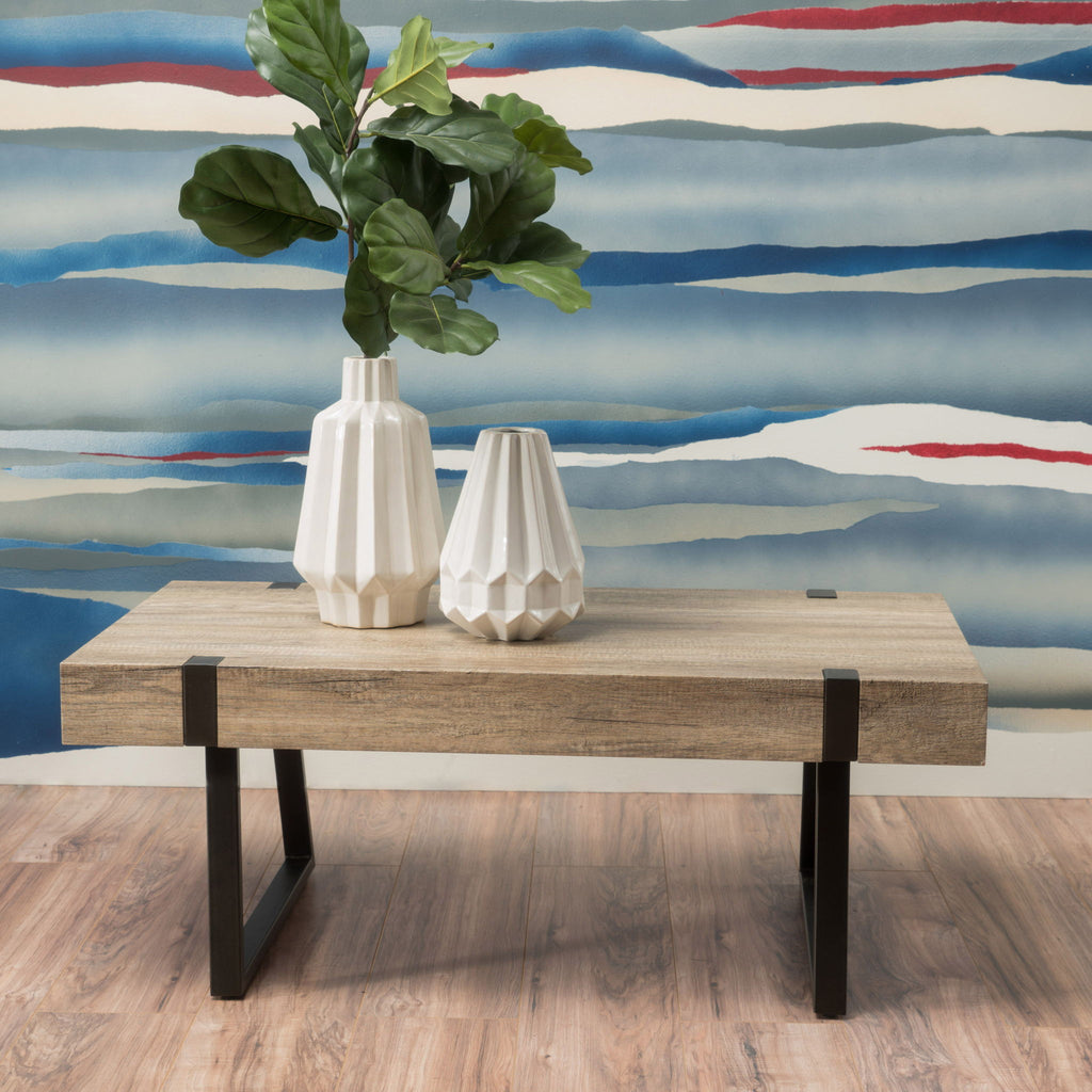 Abitha Coffee Table With Industrial Powder Coated Metal Legs
