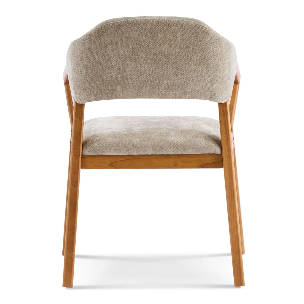 Indoor Upholstered Dining Chair Set of 2 - Oatmeal / Teak