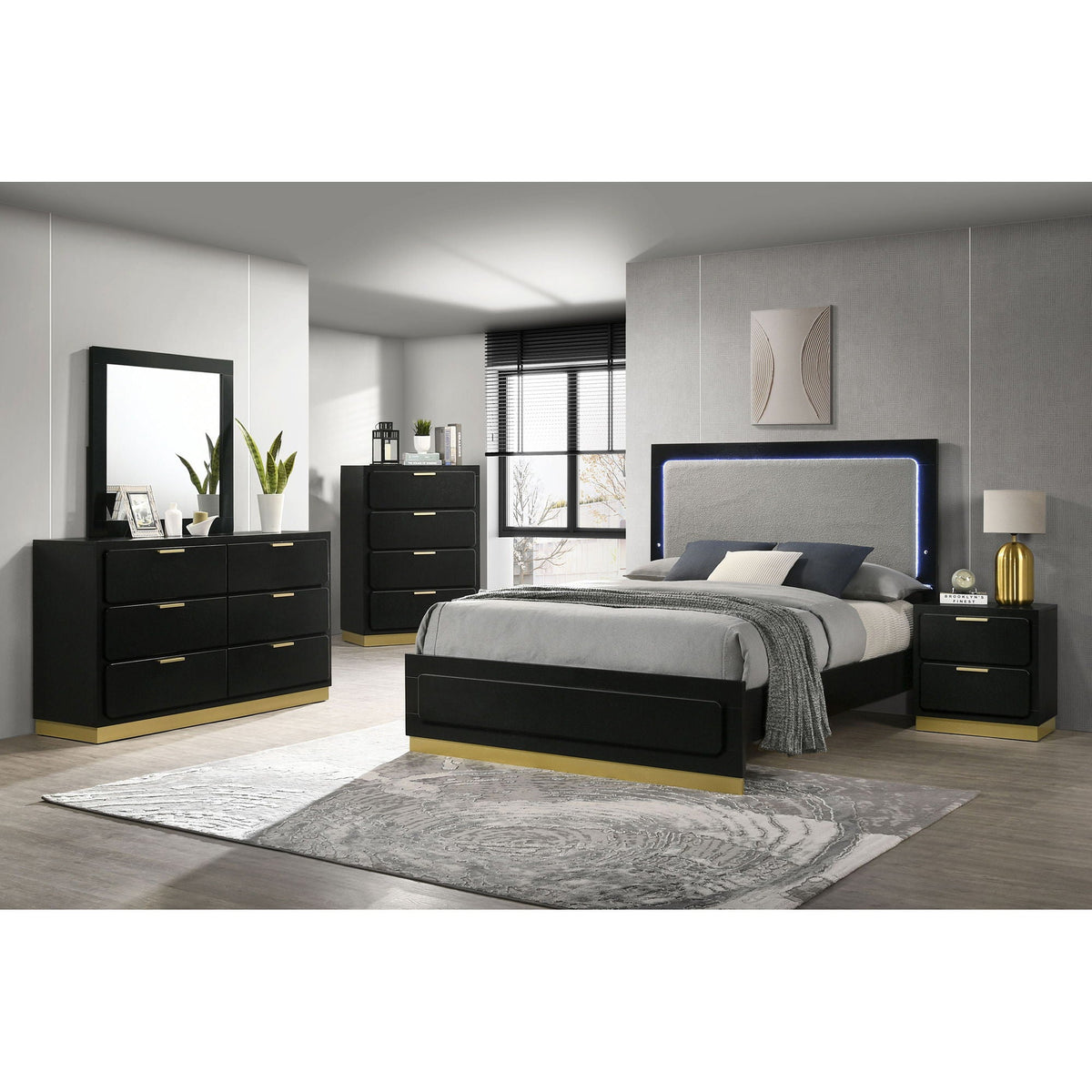 Sophia - Panel Bed With LED Headboard