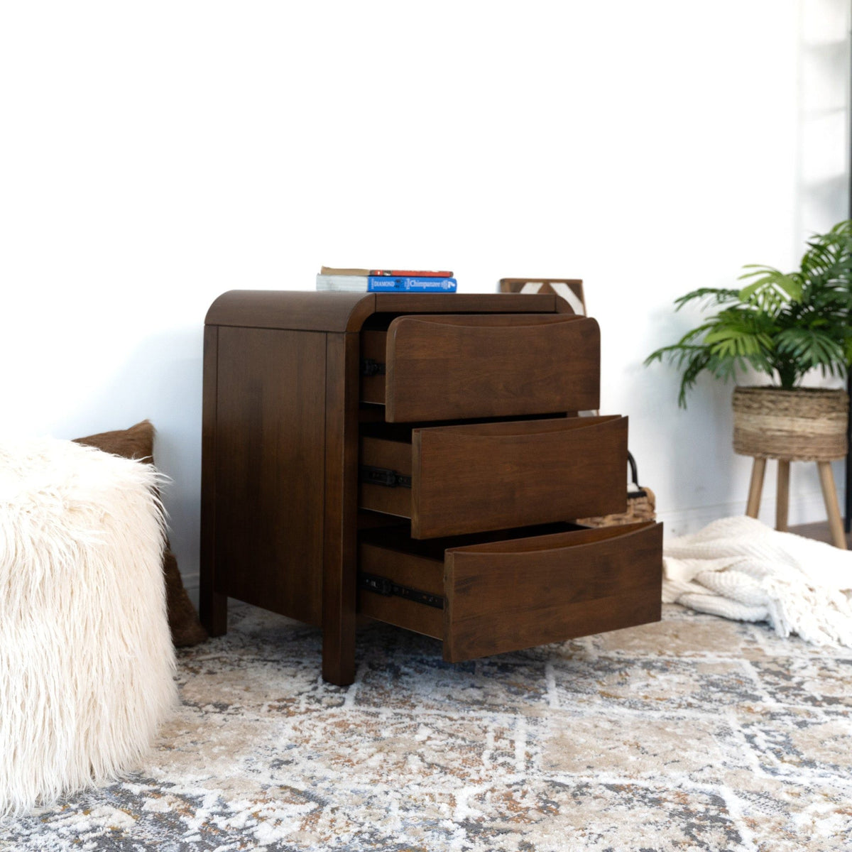 Lionel - Nightstand 3 Drawer Bed Side Table - Brown