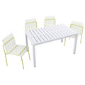 4 Piece Set Of Modern Color Block Designed Single Chairs With Long Table