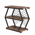 3 Tier End Table Frame With Geometric Design For Living Bedroom - Rustic Brown