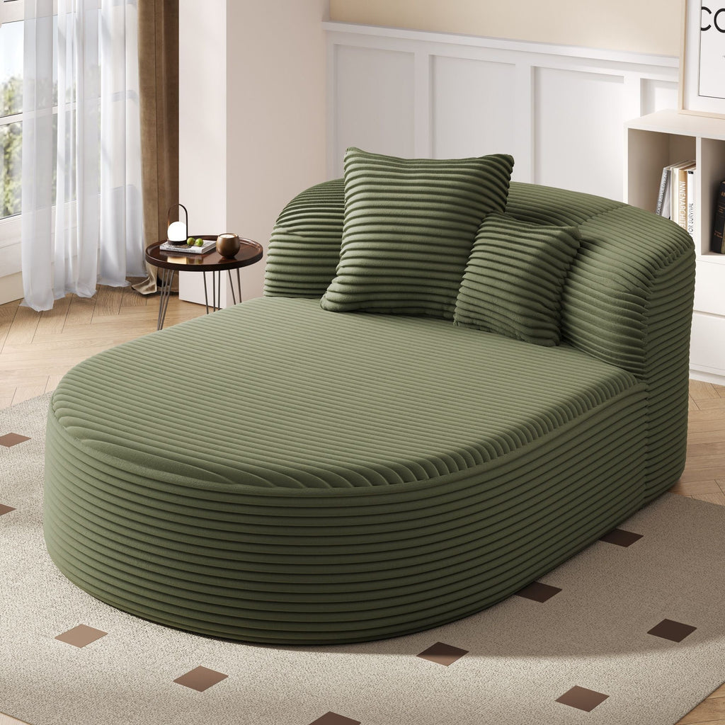 Modern Chaise Lounge Sofa Boneless Couch With Supportive Pillows