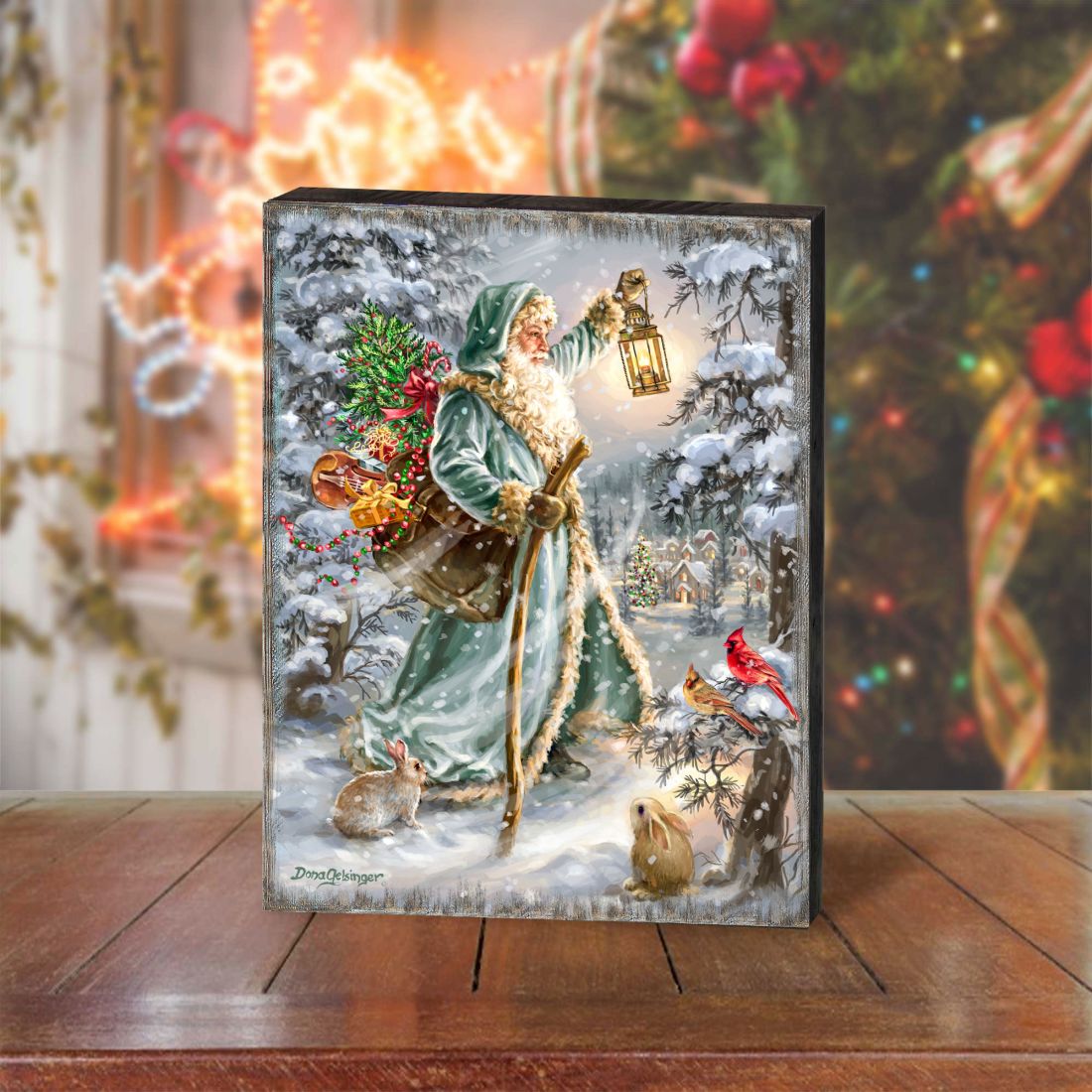 Saint Nicholas Wooden Wall Art by D. Gelsinger - Christmas Santa Snowman Decor - 95679B-DG