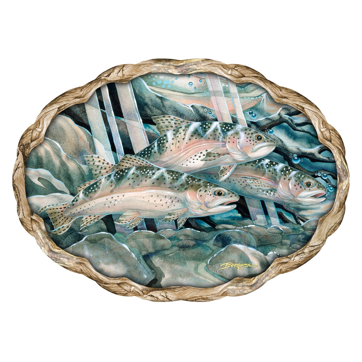Catch the Rainbow Trout Wildlife Wall Art - J. Bergsma - Wildlife Holiday Decor - 8591674W-JB