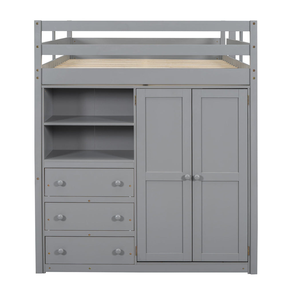 Loft Bed With Built In Wardrobe, Shelves And Drawers