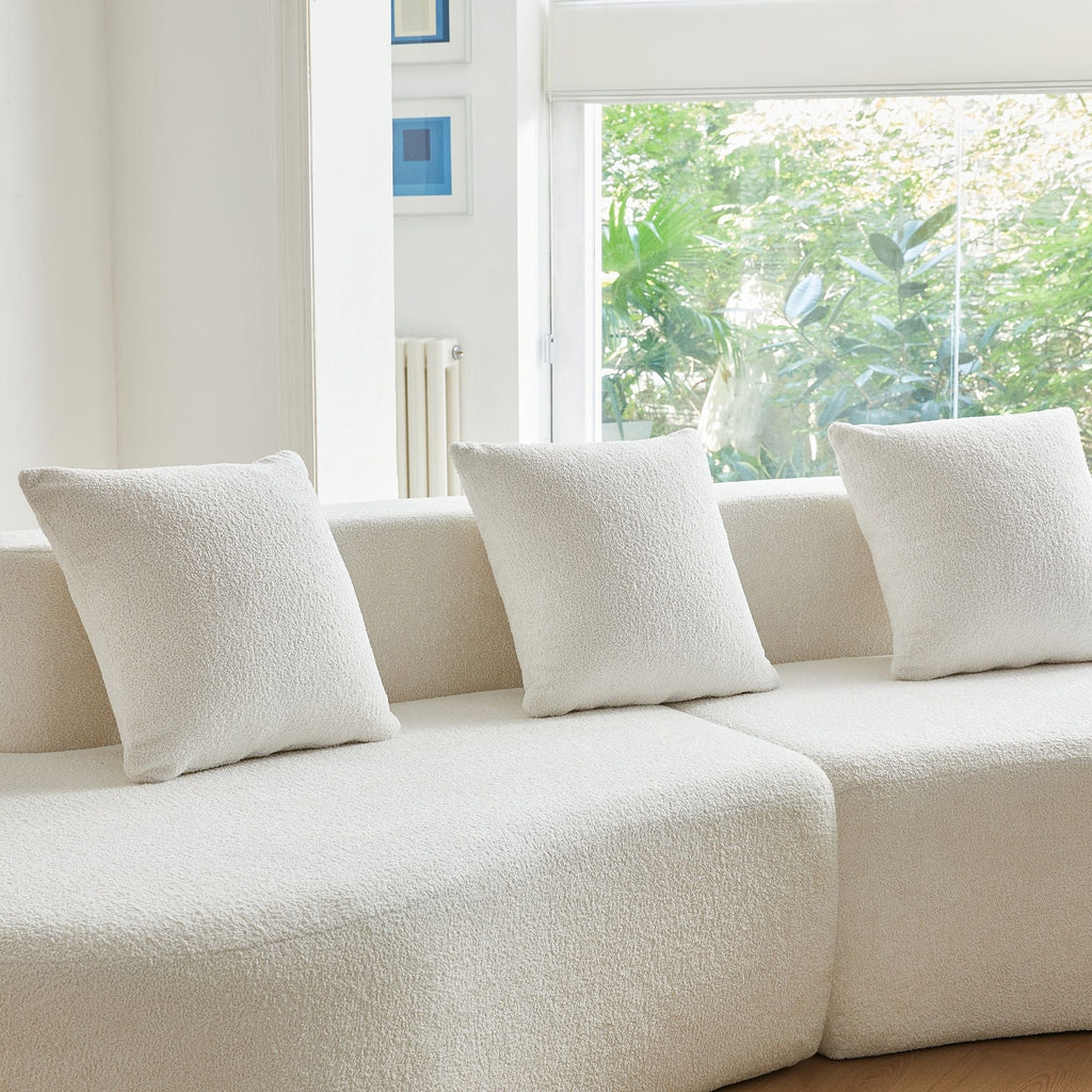 Curved Boneless Couch, Half Moon Sofa, 5 Seat Couch With High Density Foam Filled For Living Room - White