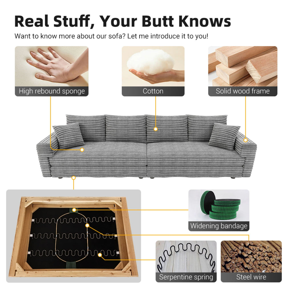 Deep Seat Convertible Sofa With Soft Pillows And Ottomans