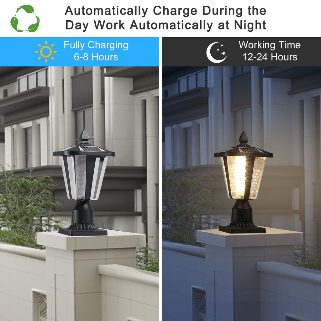 15' Solar Powered Outdoor Lantern, Modern Garden Light with LED (2-Pack)