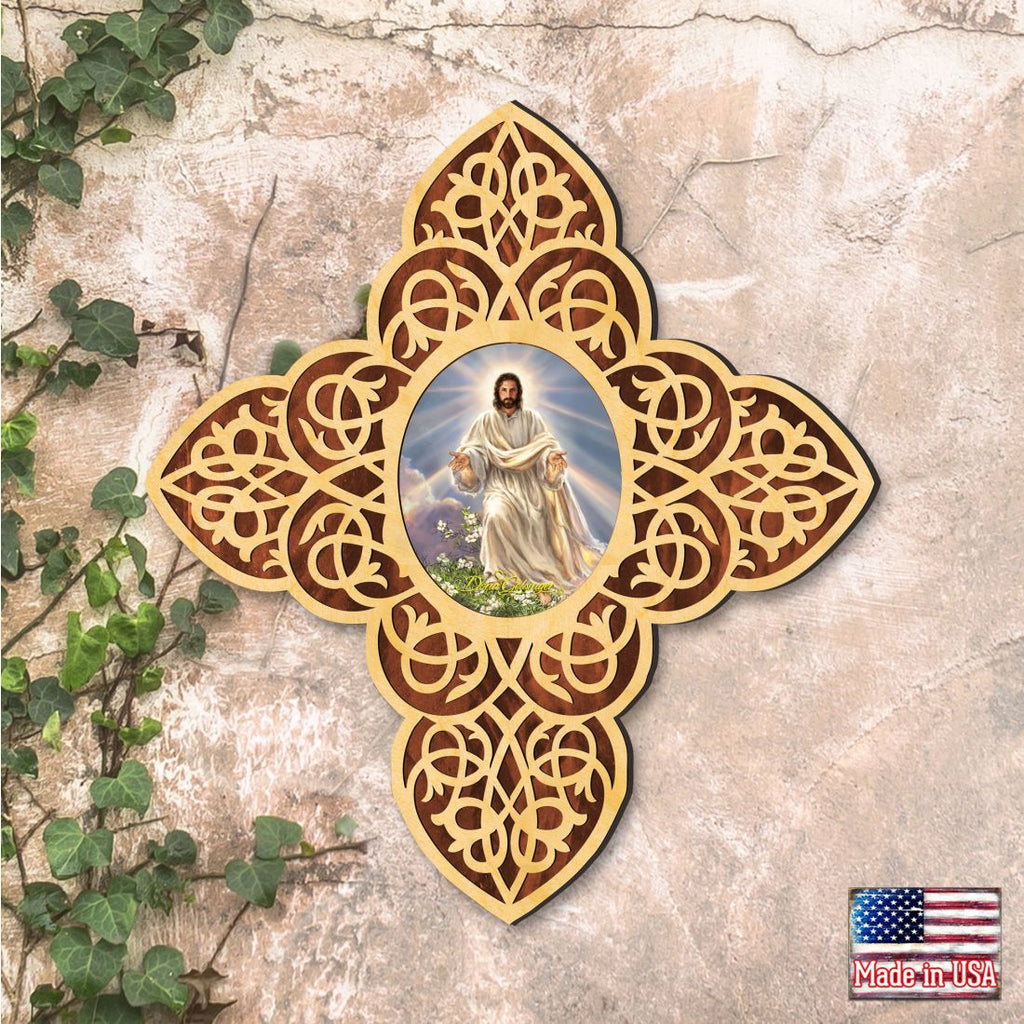 Jesus Light Filigree Wooden Cross by D. Gelsinger - Inspirational Icon Decor - 88481-DG