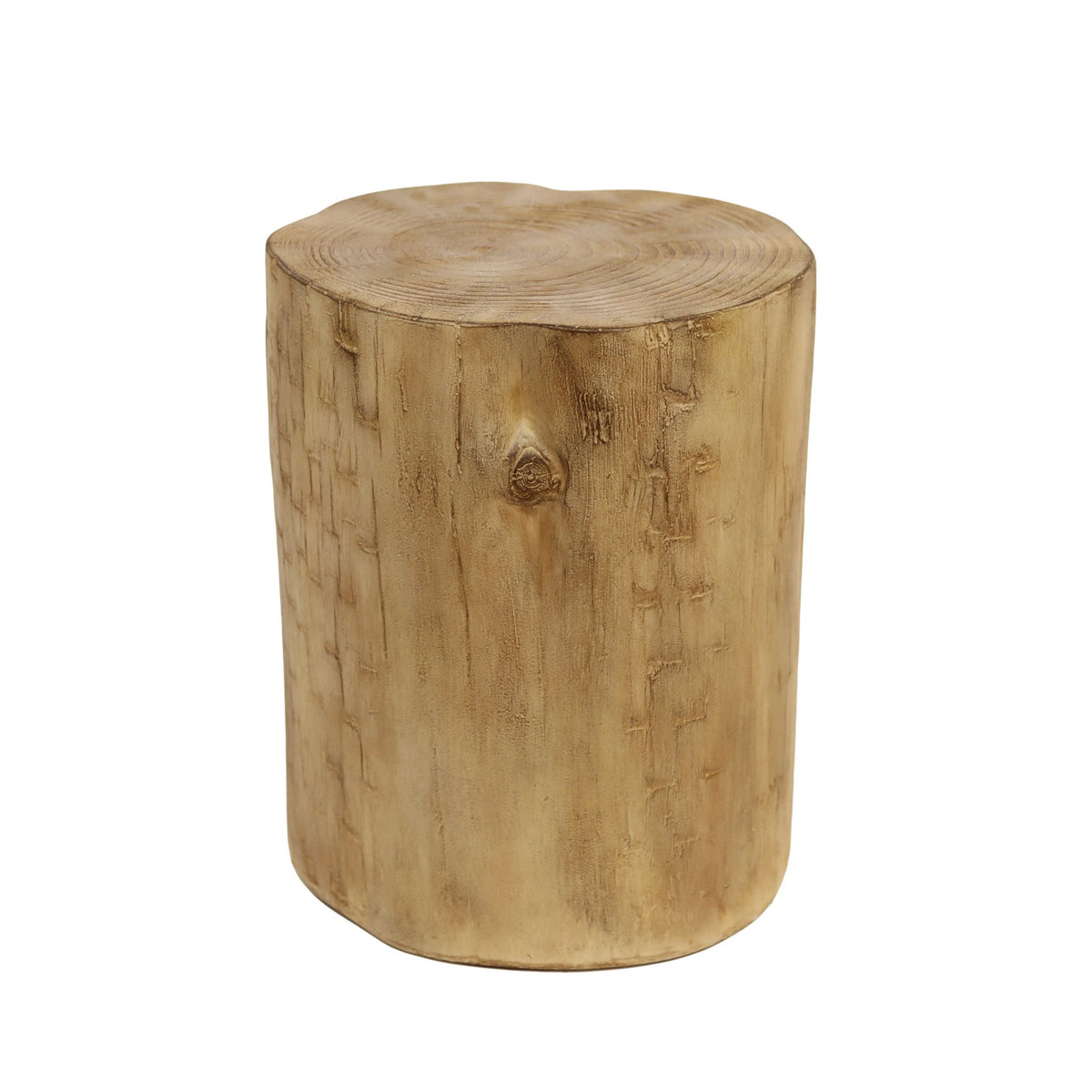 Hand Painted Wood Stump Style Outdoor Side Table - Light Brown