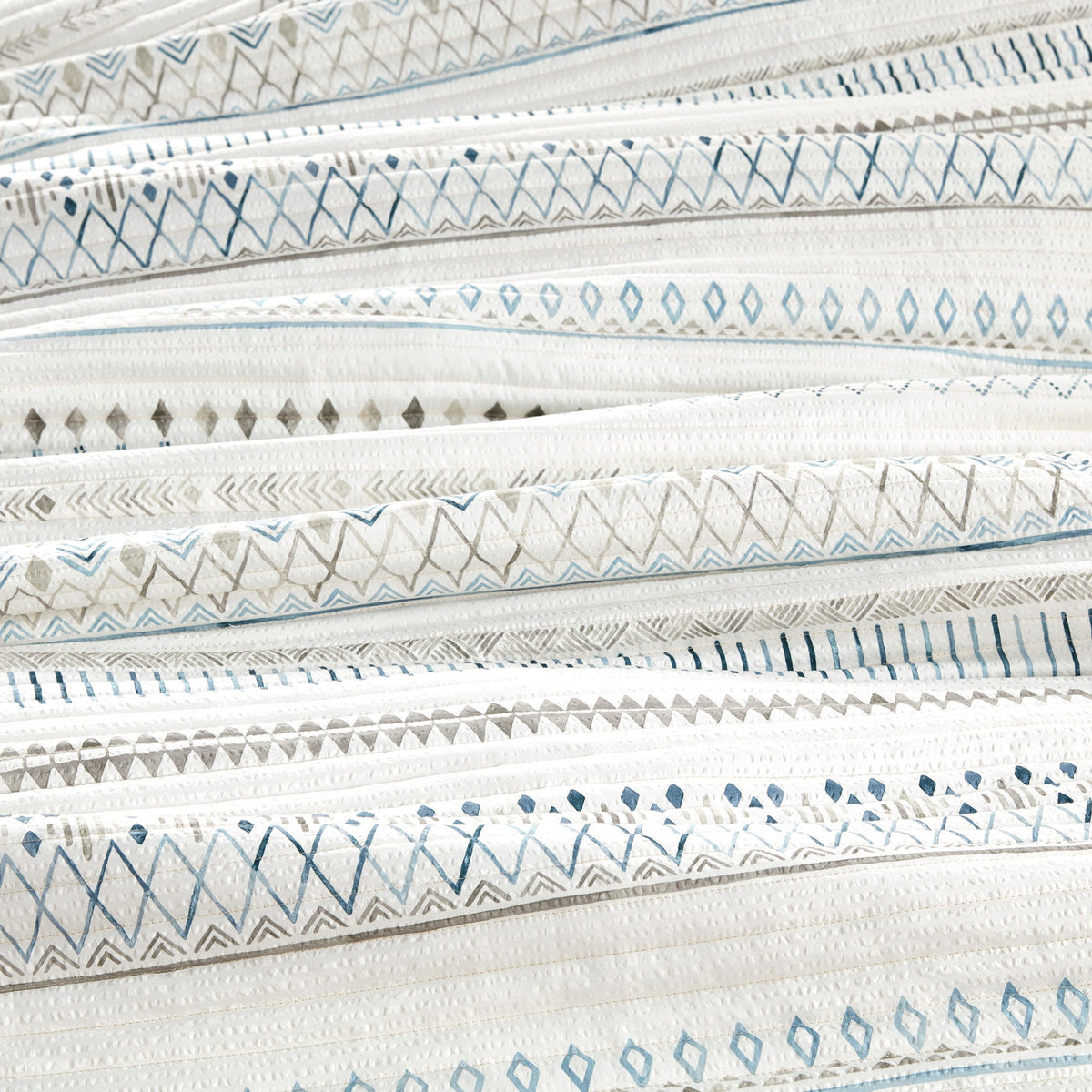 3 Piece Seersucker Quilt Set Taupe Blue King Cal King