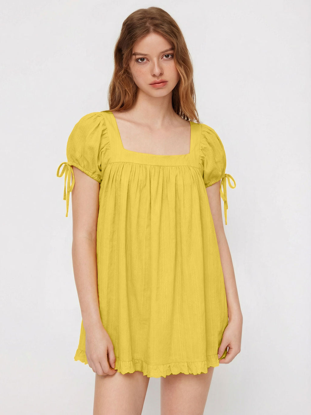 Casual Square Collar Ruffled Short-sleeved Shirt