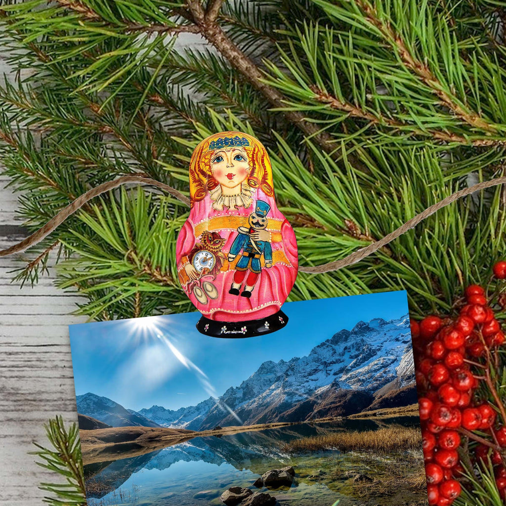 Nested Dolls Clip-On Eco Wood Decorative Ornaments Set of 6 by G. Debrekht - Christmas Decor - 8090130C-S6