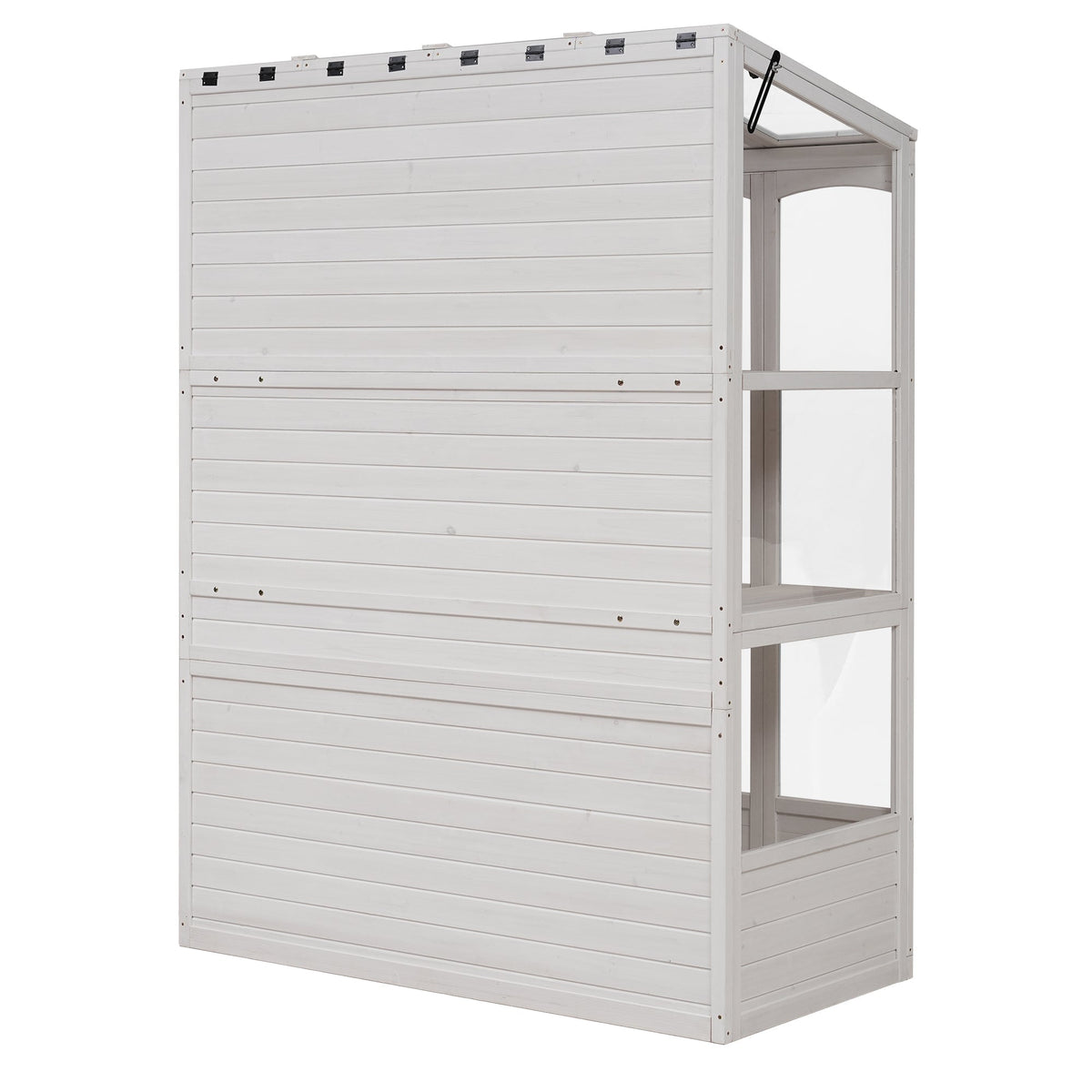 TOPMAX 78-Inch Wooden Greenhouse with Skylights and Folding Shelves