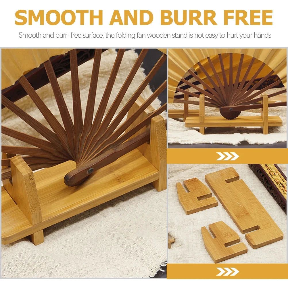 Folding Fan Holder Wooden Fan Stand Smooth Surface Traditional Japanese Bracket Home Decor Figurine Gift nament