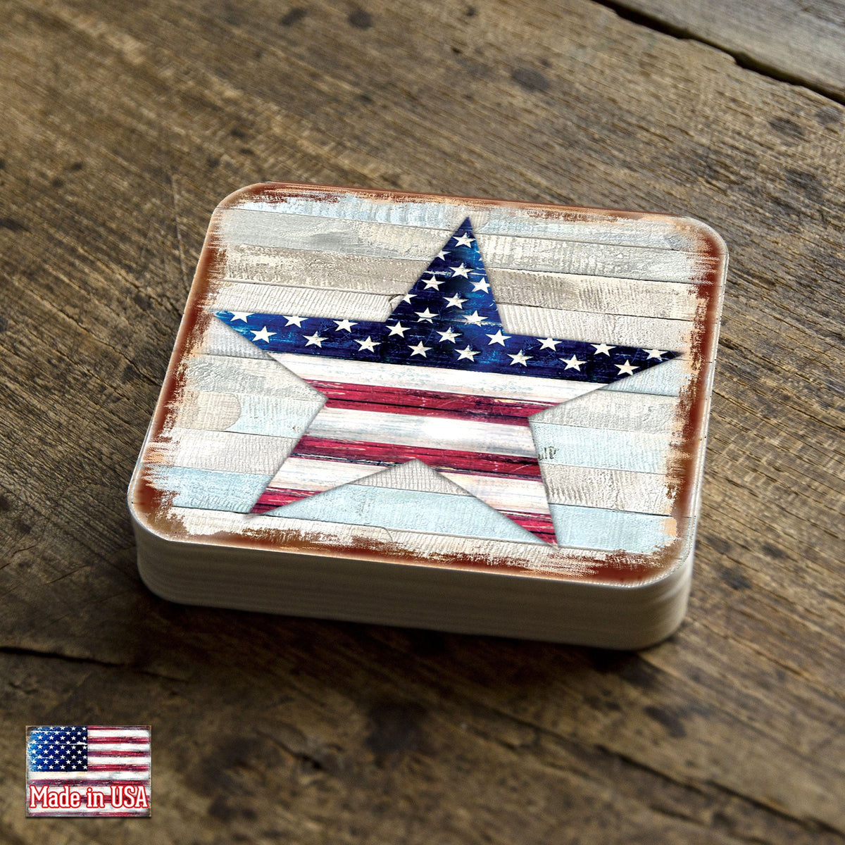 American Star Wooden Cork Coasters Gift Set of 4 by Nature Wonders - 898917C-S4