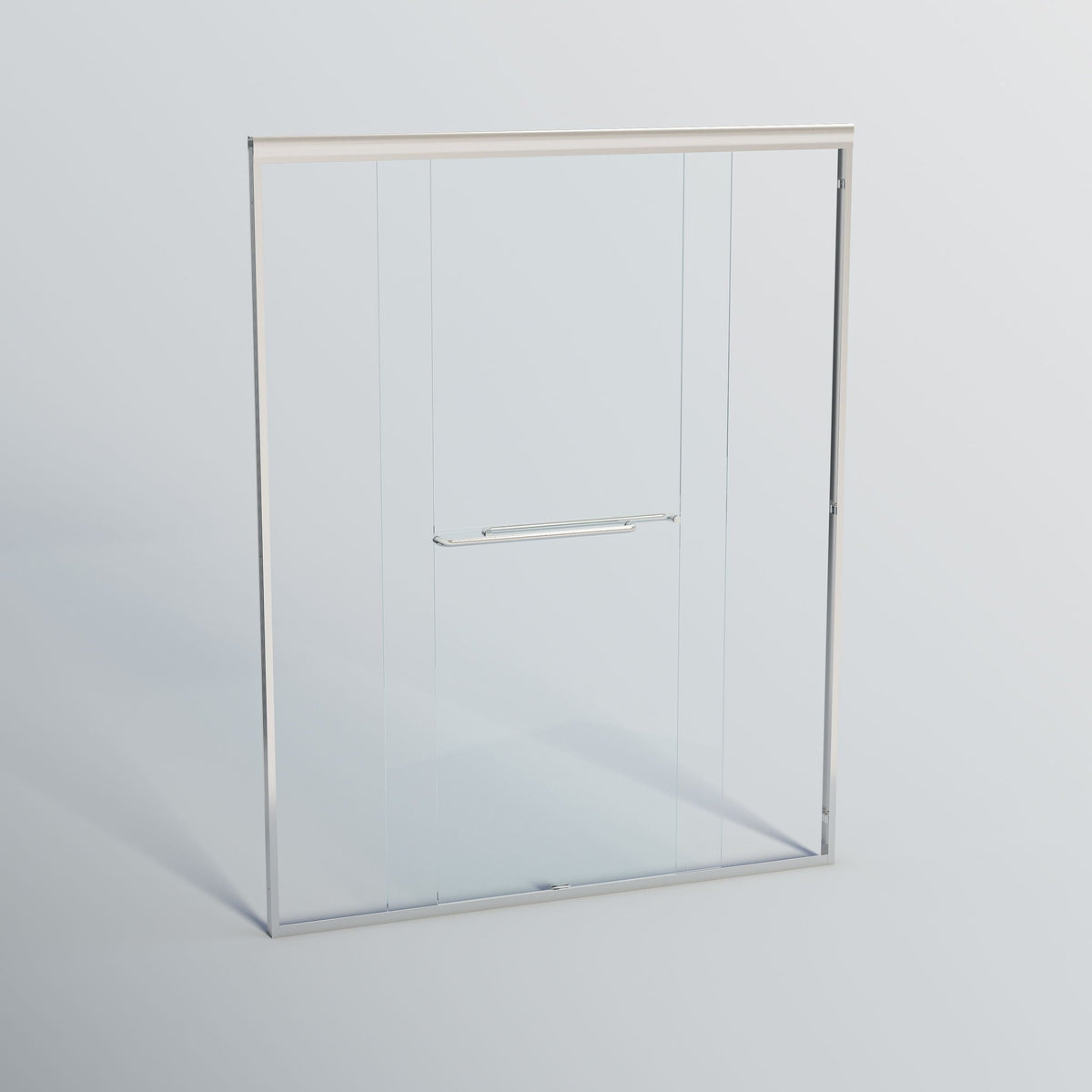 Double Sliding Shower Door, Semi-Frameless Bypass Bathroom Sliding Door With 1/4" (6 Mm) Tempered Glass For Walk-In Shower