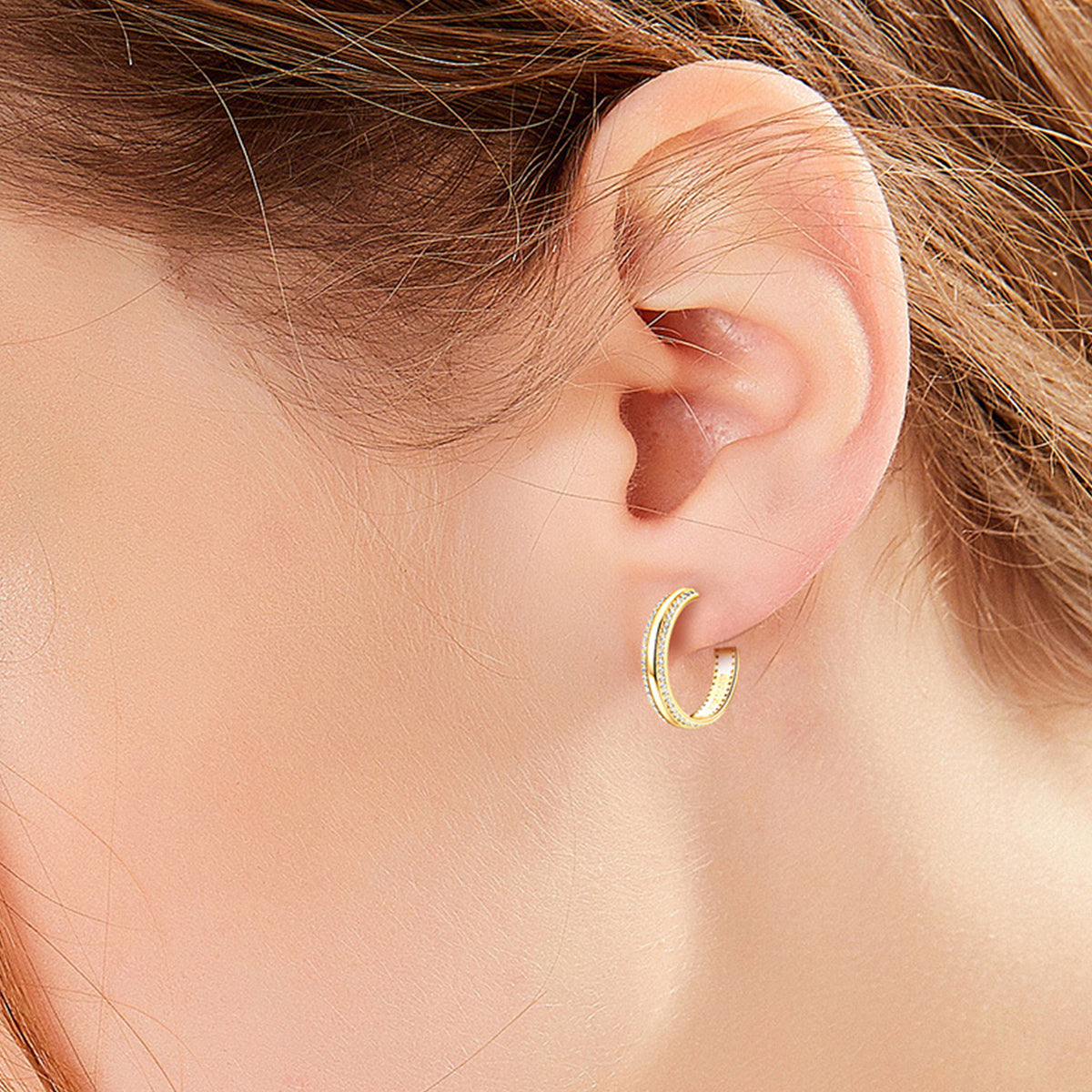 Pure Sterling Silver Inlaid Sparkala™ C-Hoop Earrings