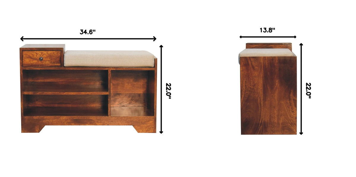 Retreat - Shoe Bench, 1 Drawer - Chestnut