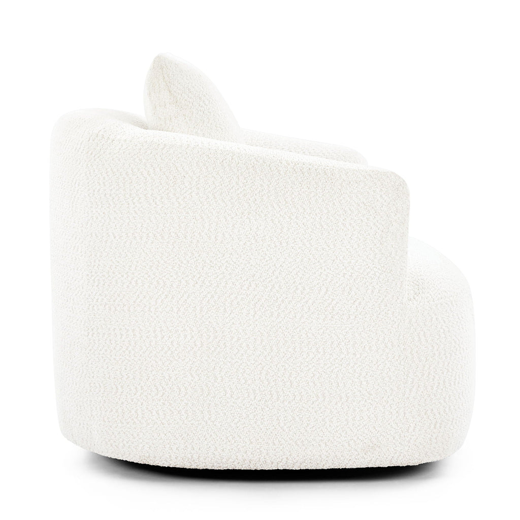 360° Swivel Barrel Sofa Chair With Throw Pillow, Upholstered Accent Chair