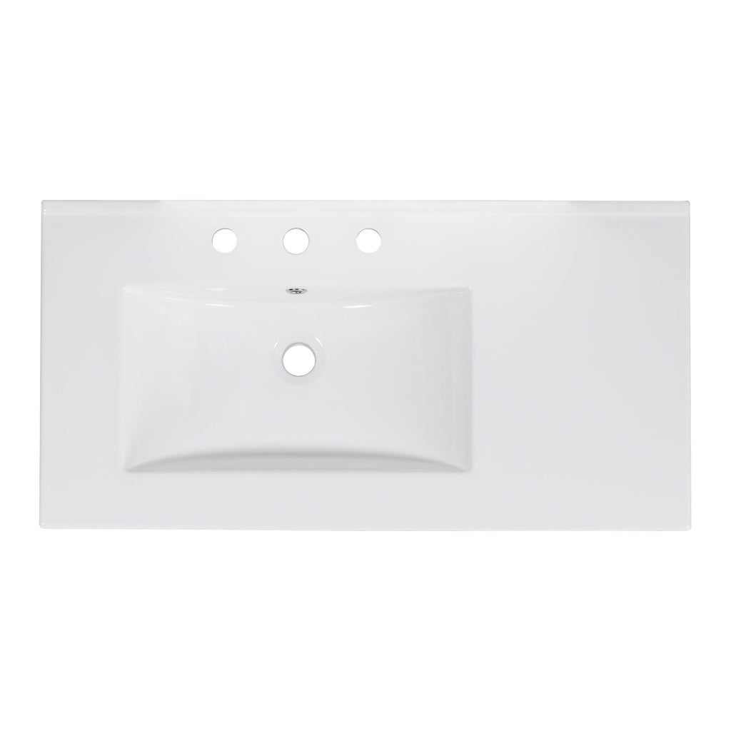 Bathroom Vanity With Ceramic Sink Combo, Abundant Storage Cabinet 2 Soft Close Doors And 5 Drawers