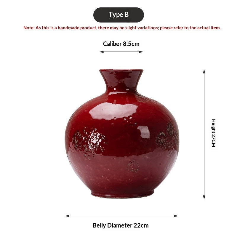 Chinese-Style Big Belly Ceramic Vase – Perfect for Ikebana & Traditional Arrangements