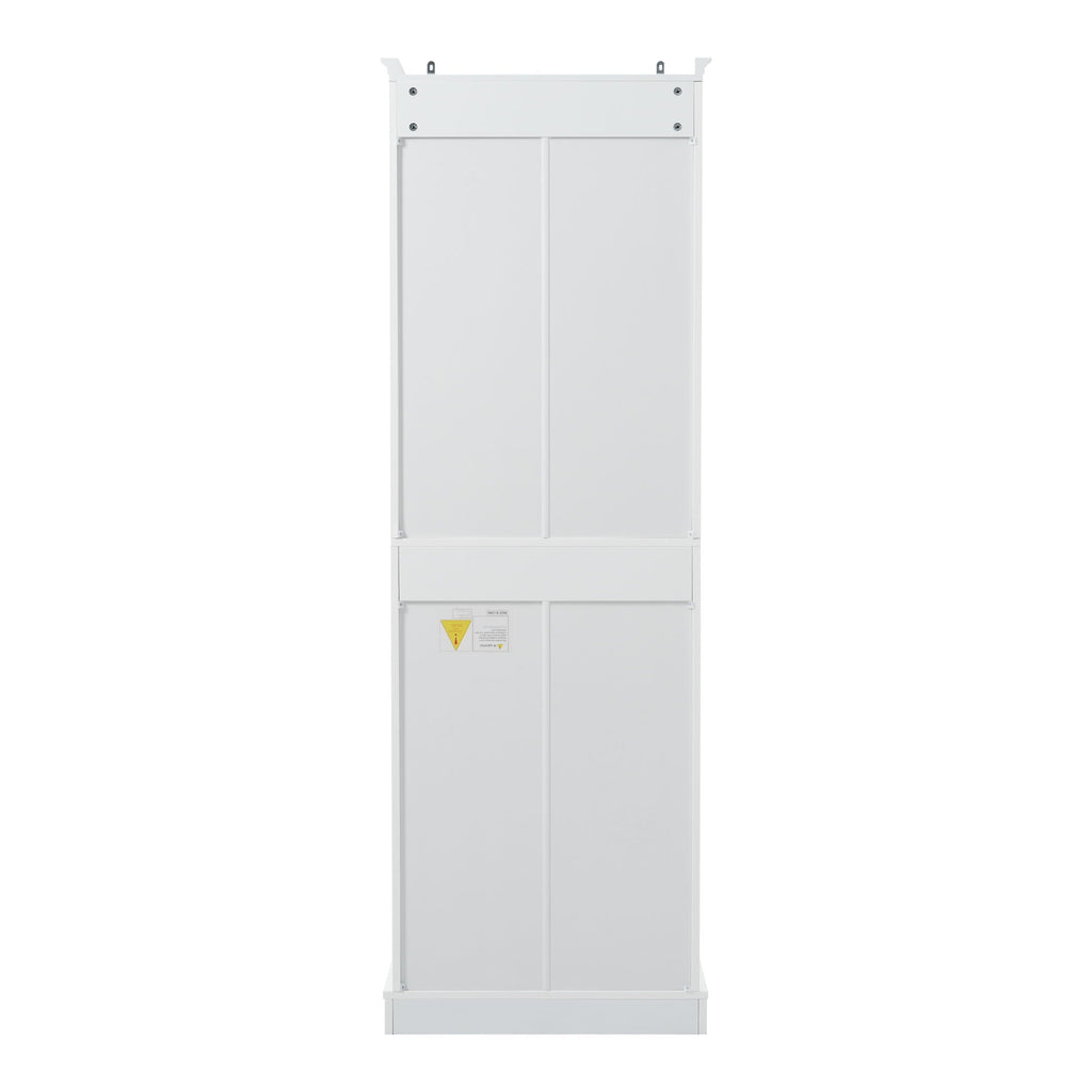 Freestanding Bathroom Vanity Tall With Damping Hinge Doors, Adjustable Shelves - White