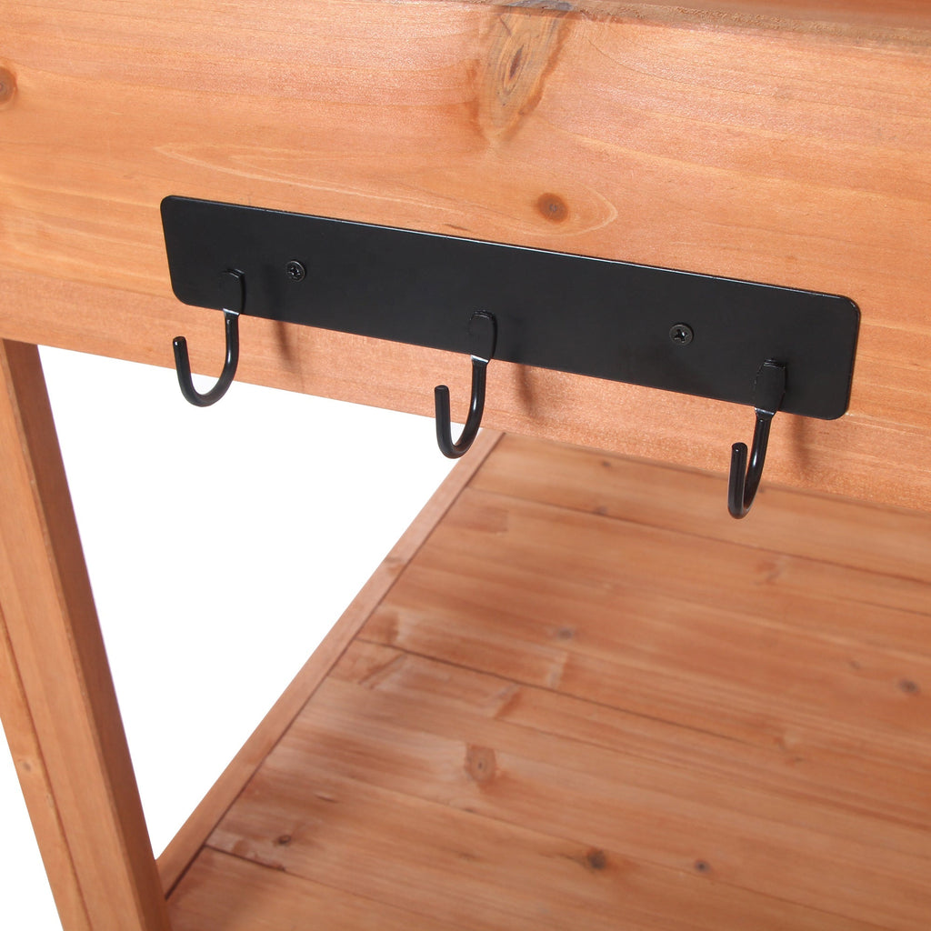 TOPMAX 65' Large Wooden Farmhouse Rustic Outdoor Potting Bench Table