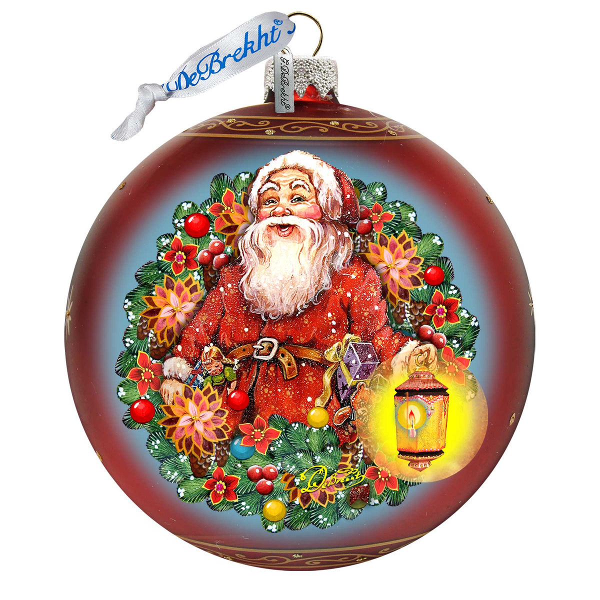 Enchanted Santa Glass Ornament Limited Edition by D. Gelsinger - Christmas Santa Snowman Decor - 73887-1003