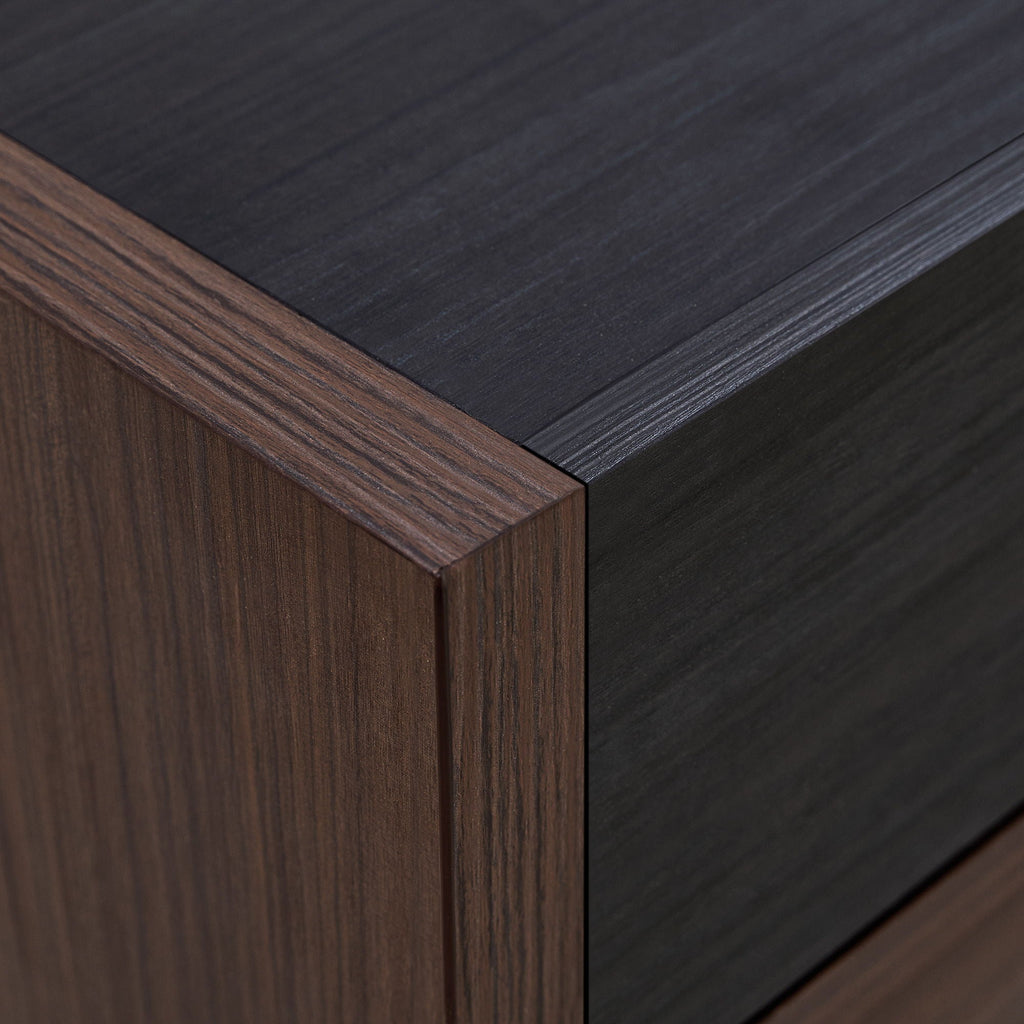 Modern Extendable & Rotating Cabinet With Drawer And Flip Doors For Versatile Storage - Black / Dark Walnut