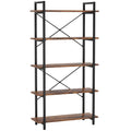 5 Tier Bookshelf Unit With Accents For Living Room - Black / Brown